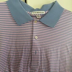 Blue and pink stripped Peter Millar polo